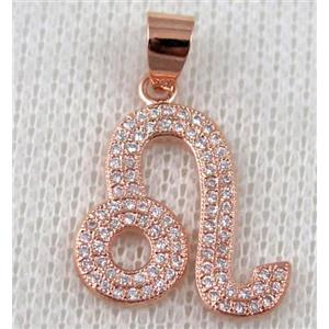 copper pendant pave zircon, rose gold plated, approx 17x22mm [FDZN634]