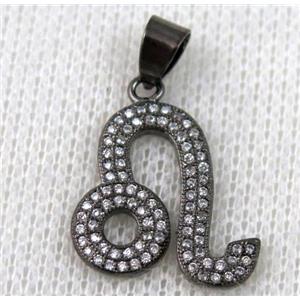 copper pendant pave zircon, black plated, approx 17x22mm [FDZN635]