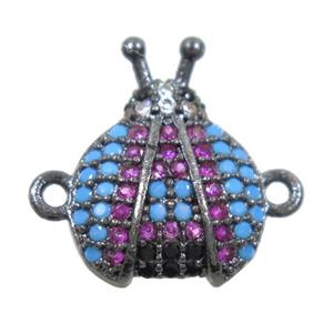 copper Beetle connector paved zircon, black plated, approx 11-15mm [FDZN6376]