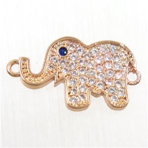 copper Elephant connector paved zircon, rose gold, approx 10-16mm [FDZN6382]