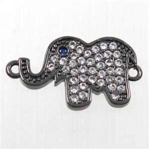 copper Elephant connector paved zircon, black plated, approx 10-16mm [FDZN6385]