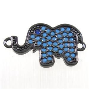 copper Elephant connector paved zircon, black plated, approx 10-16mm [FDZN6389]