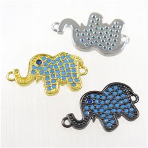 copper Elephant connector paved zircon, turq, mix color, approx 10-16mm [FDZN6390]