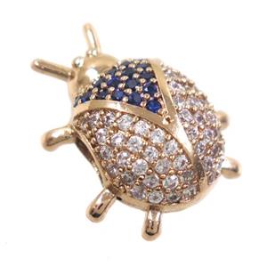 copper Beetle beads paved zircon, rose gold, approx 11-17mm [FDZN6391]
