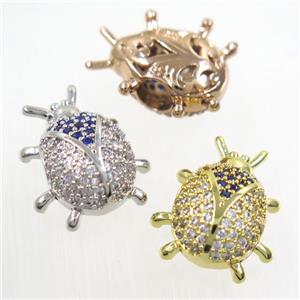 copper Beetle beads paved zircon, mix color, approx 11-17mm [FDZN6394]