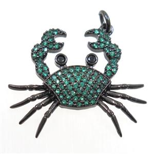 copper Cancer pendant paved zircon, black plated, approx 23-27mm [FDZN6396]