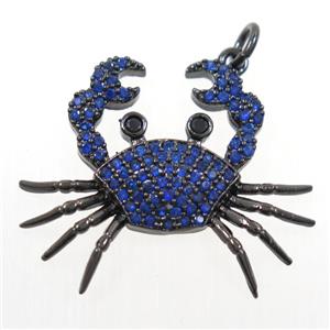 copper Cancer pendant paved zircon, black plated, approx 23-27mm [FDZN6399]