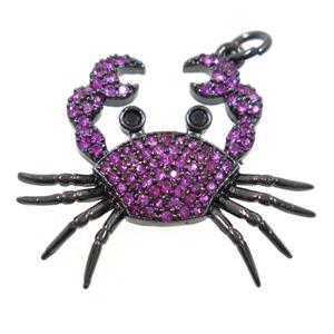 copper Cancer pendant paved zircon, black plated, approx 23-27mm [FDZN6402]