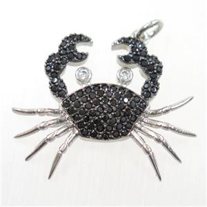 copper Cancer pendant paved zircon, platinum plated, approx 23-27mm [FDZN6409]