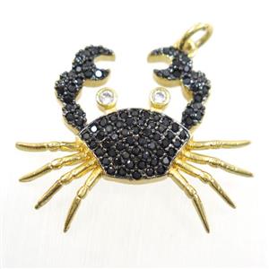 copper Cancer pendant paved zircon, gold plated, approx 23-27mm [FDZN6410]