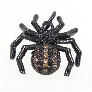 copper Spider pendant paved zircon, black plated, approx 15-17mm [FDZN6415]
