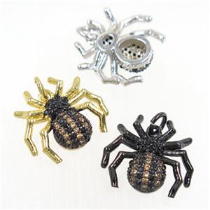 copper Spider pendant paved zircon, mix color, approx 15-17mm [FDZN6416]