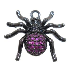 copper Spider pendant paved zircon, black plated, approx 15-17mm [FDZN6419]
