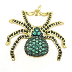 copper Spider pendant paved zircon, gold plated, approx 25-28mm [FDZN6423]