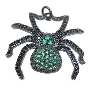 copper Spider pendant paved zircon, black plated, approx 25-28mm [FDZN6424]