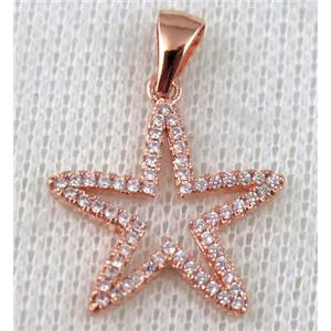 copper pendant pave zircon, rose gold plated, approx 20mm dia [FDZN643]