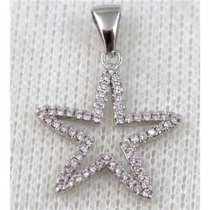 copper pendant pave zircon, platinum plated, approx 20mm dia [FDZN644]