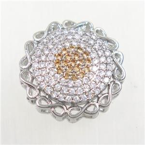 copper bead paved zircon, circle, platinum, approx 19mm dia [FDZN6448]