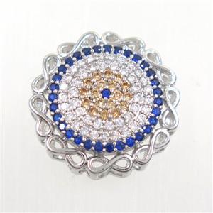 copper bead paved zircon, circle, platinum, approx 19mm dia [FDZN6449]