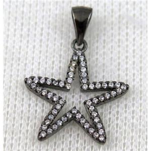 copper pendant pave zircon, black plated, approx 20mm dia [FDZN645]