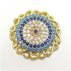 copper bead paved zircon, circle, gold plated, approx 19mm dia [FDZN6451]
