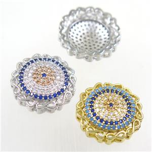 copper bead paved zircon, circle, mix color, approx 19mm dia [FDZN6452]