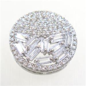 copper bead paved zircon, circle, platinum, approx 18mm dia [FDZN6454]