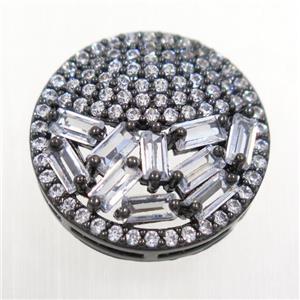 copper bead paved zircon, circle, black, approx 18mm dia [FDZN6455]