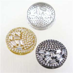 copper bead paved zircon, circle, mix color, approx 18mm dia [FDZN6457]