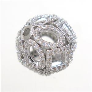 copper bead paved zircon, round, approx 14mm dia [FDZN6458]