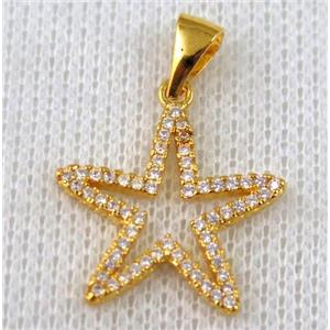 copper pendant pave zircon, gold plated, approx 20mm dia [FDZN646]