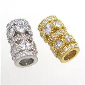 copper bead paved zircon, mix color, approx 8-14mm, 4mm hole [FDZN6463]