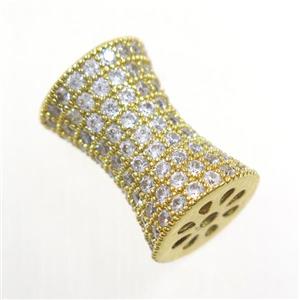 Copper Bamboo Beads Pave Zircon Gold Plated, approx 9-13mm [FDZN6466-S]