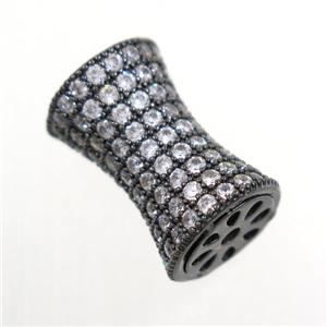 Copper Bamboo Beads Pave Zircon Black Plated, approx 11-17mm [FDZN6467]