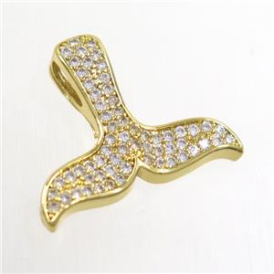 copper pendants paved zircon, gold plated, approx 17-22mm [FDZN6478]