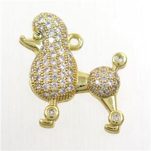 copper pendants paved zircon, dog, gold plated, approx 15-20mm [FDZN6487]