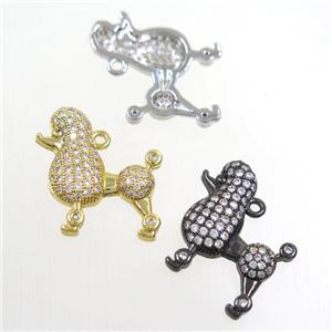 copper pendants paved zircon, dog, mix color, approx 15-20mm [FDZN6489]