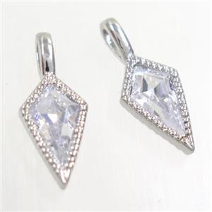 copper pendants paved zircon, platinum, approx 7.5-17mm [FDZN6490]