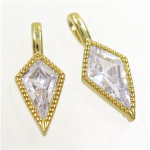 copper pendants paved zircon, gold plated, approx 7.5-17mm [FDZN6491]