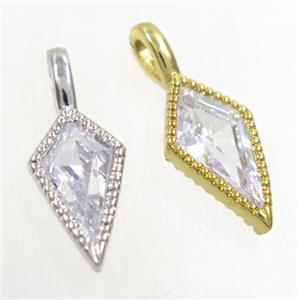 copper dart pendants paved zircon, mix color, approx 7.5-17mm [FDZN6492]