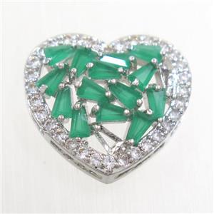 copper bead paved zircon, heart, platinum, approx 15-16mm [FDZN6501]