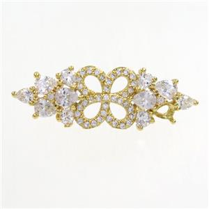 copper bead paved zircon, gold plated, approx 10-30mm, 6mm hole [FDZN6515]