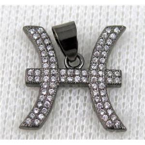 copper pendant pave zircon, black plated, approx 20x20mm [FDZN652]