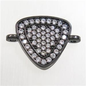 copper connector paved zircon, triangle, black, approx 13mm [FDZN6520]