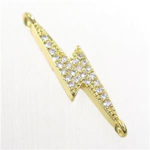 copper connector paved zircon, gold plated, approx 6-23mm [FDZN6524]