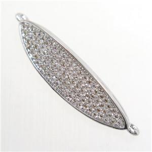 copper connector paved zircon, platinum, approx 7-30mm [FDZN6527]