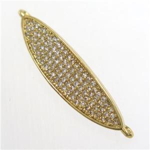 copper connector paved zircon, gold plated, approx 7-30mm [FDZN6528]