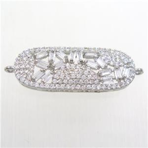 copper connector paved zircon, platinum, approx 10-29mm [FDZN6535]