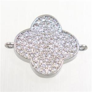 copper connector paved zircon, platinum, approx 16mm dia [FDZN6539]