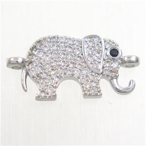 elephant, copper connector paved zircon, platinum, approx 10-15mm [FDZN6540]
